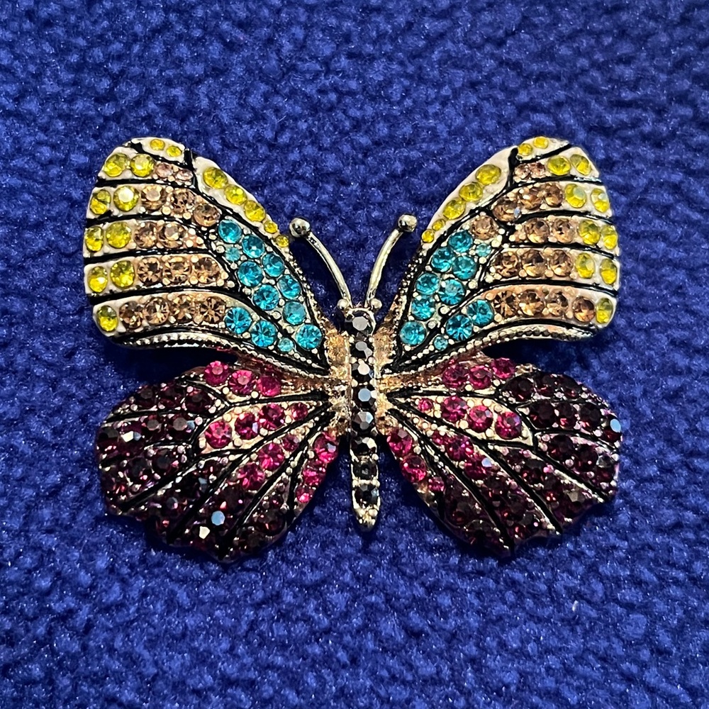 Vintage Napier Vibrant Crystal Butterfly Brooch